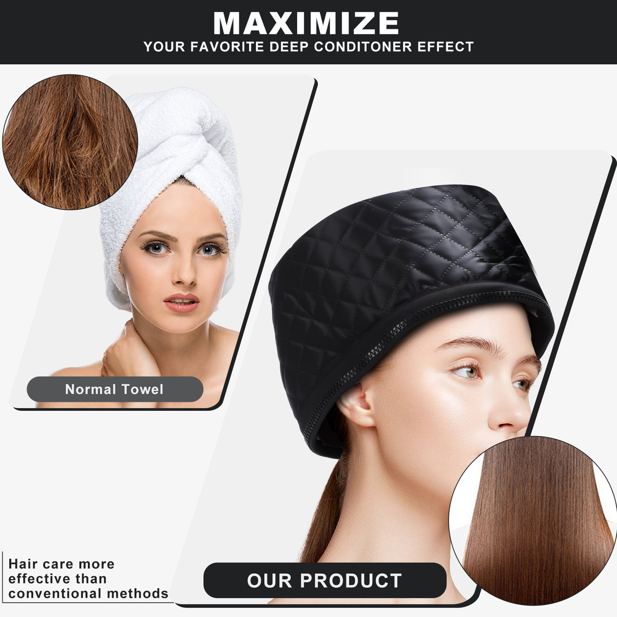 Hair Heat Cap for Deep Conditioning, Hair Steamer Cap for Natural Hair 10 Level Temp & 3 Time Setting Portable Electric Heat Hair Spa Cap for Home