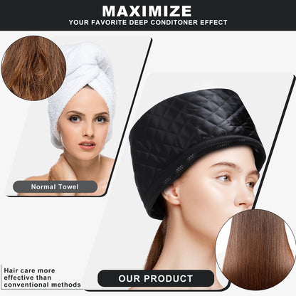 Hair Heat Cap for Deep Conditioning, Hair Steamer Cap for Natural Hair 10 Level Temp & 3 Time Setting Portable Electric Heat Hair Spa Cap for Home