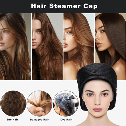 Hair Heat Cap for Deep Conditioning, Hair Steamer Cap for Natural Hair 10 Level Temp & 3 Time Setting Portable Electric Heat Hair Spa Cap for Home