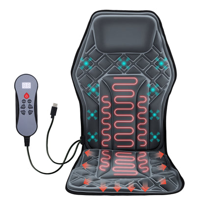 Seat Massage Cushion Back Massager with Heat Deep Kneading 9 Vibration Mode Chair Massager for Home Office Car Travel