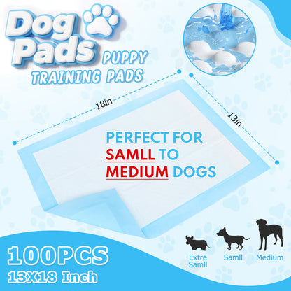 Auwogo Dog Training Pads, 13 in x 18 in, S, 100 Count Disposable Dog Puppy Pee Pads