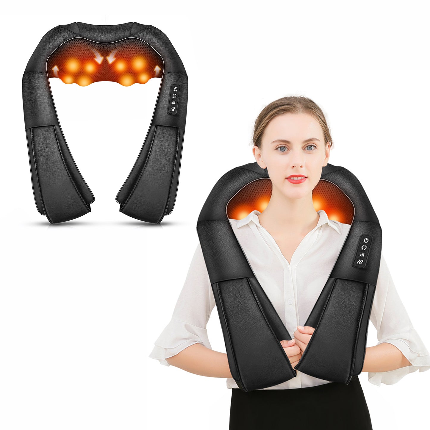 Neck and Shoulder Massager with Heat, Shiatsu Pillow Deep Tissue Kneading Back Massage for Mom Dad Seniors