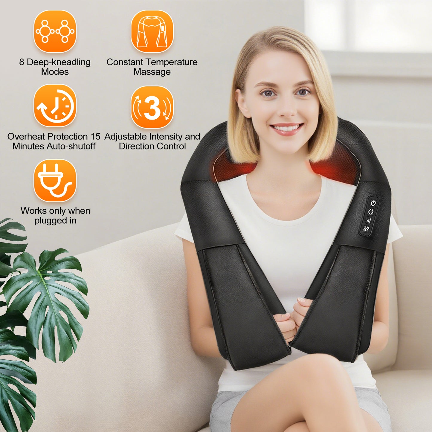 Neck and Shoulder Massager with Heat, Shiatsu Pillow Deep Tissue Kneading Back Massage for Mom Dad Seniors