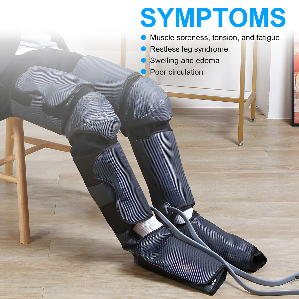 Leg Massager with Heat & Air Compression, Full Leg & Foot Massage for Swelling, Circulation, Muscle Relief, Adjustable Size, Gift for Women & Men