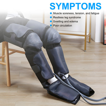 Leg Massager with Heat & Air Compression, Full Leg & Foot Massage for Swelling, Circulation, Muscle Relief, Adjustable Size, Gift for Women & Men