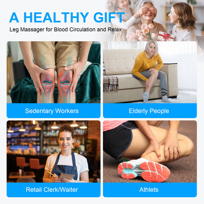 Leg Massager with Heat & Air Compression, Full Leg & Foot Massage for Swelling, Circulation, Muscle Relief, Adjustable Size, Gift for Women & Men