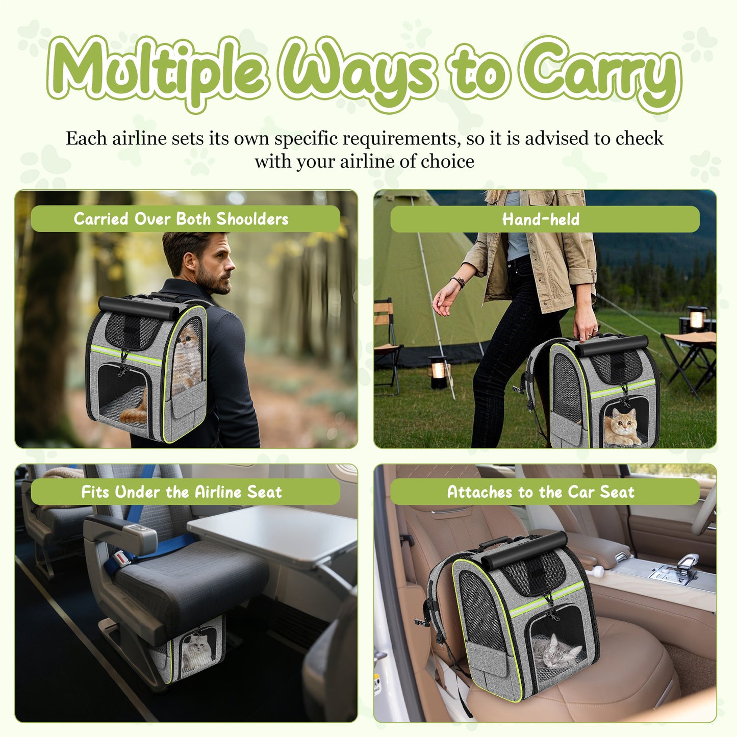 Pet Backpack, Expandable Travel Carrier for Medium Cats and Small Dogs up to 17 lbs, Breathable Collapsible Bag for Hiking Travel Outdoor
