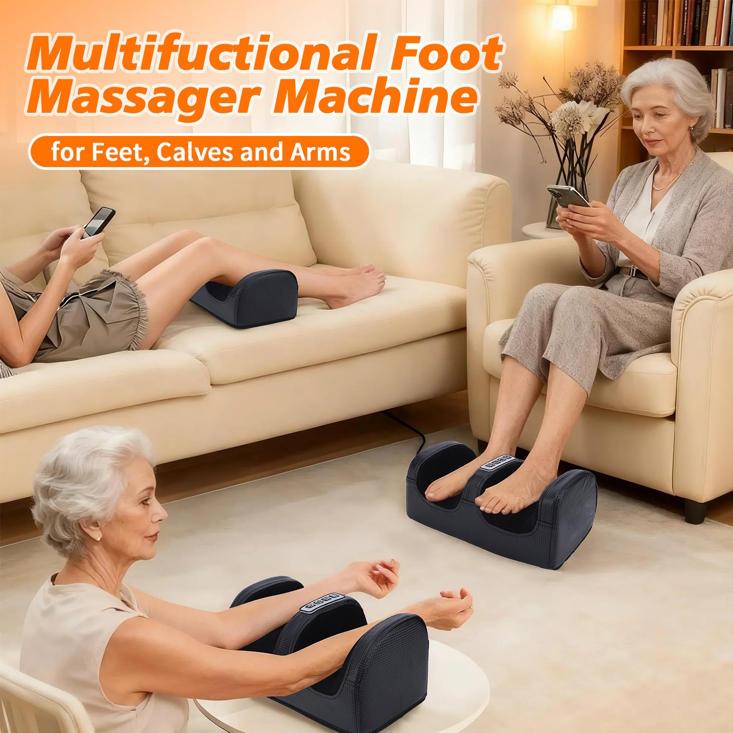 Electric Foot Massager with Heat, Shiatsu Kneading Relief for Plantar Fasciitis, Feet, Legs & Arms, 3 Intensity Levels, Auto Shut-Off for Home & Office