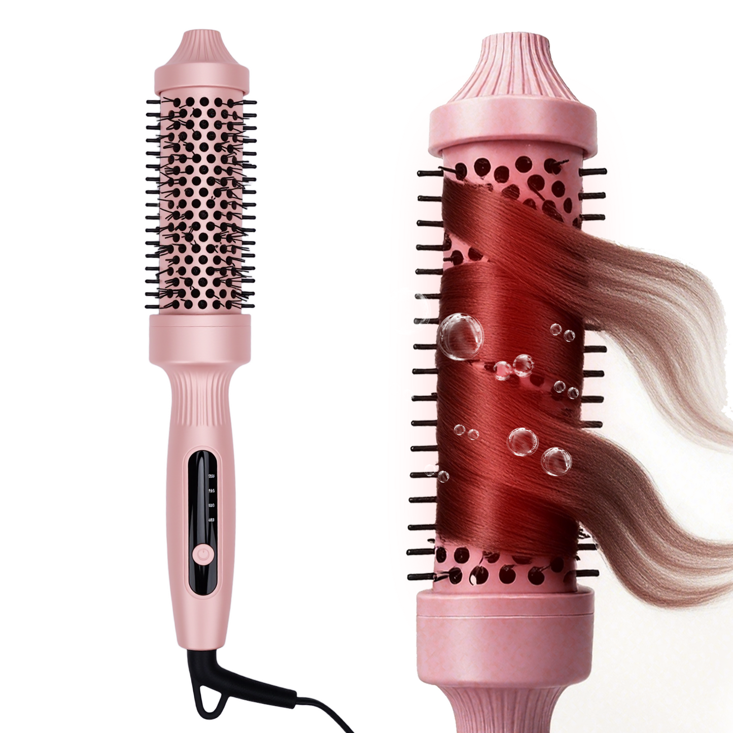Thermal Brush Curling Brush 1.5inch, Hair Straightener and Curler 2 in 1 Heated Round Curling Iron Brush, 4 Temp