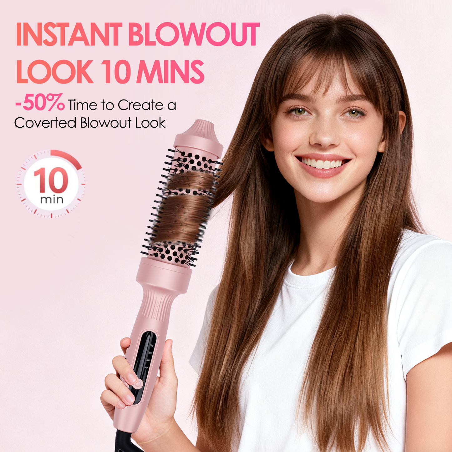 Thermal Brush Curling Brush 1.5inch, Hair Straightener and Curler 2 in 1 Heated Round Curling Iron Brush, 4 Temp