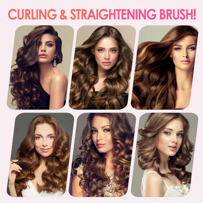 Thermal Brush Curling Brush 1.5inch, Hair Straightener and Curler 2 in 1 Heated Round Curling Iron Brush, 4 Temp