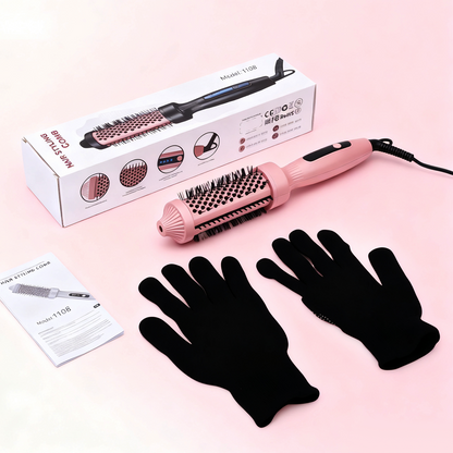 Thermal Brush Curling Brush 1.5inch, Hair Straightener and Curler 2 in 1 Heated Round Curling Iron Brush, 4 Temp