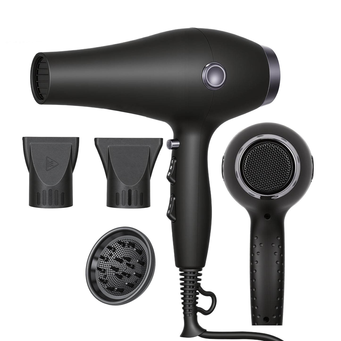 1800W High Power Hair Dryer with Diffuser & Concentrator, Adjustable Heat & Speed, Low Noise Blow Dryer for Home & Salon