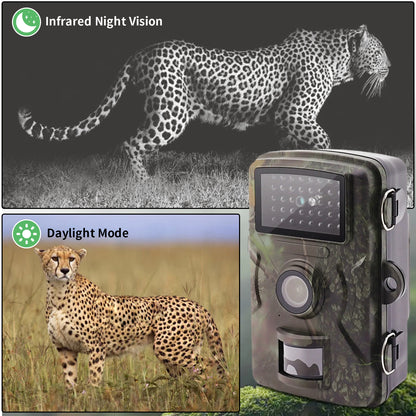 1080P HD Trail Hunting Camera, 24MP Infrared Game Camera, Photo, Night Vision, IP66 Waterproof, Motion Detection for Outdoor Wildlife Monitoring & Home Security