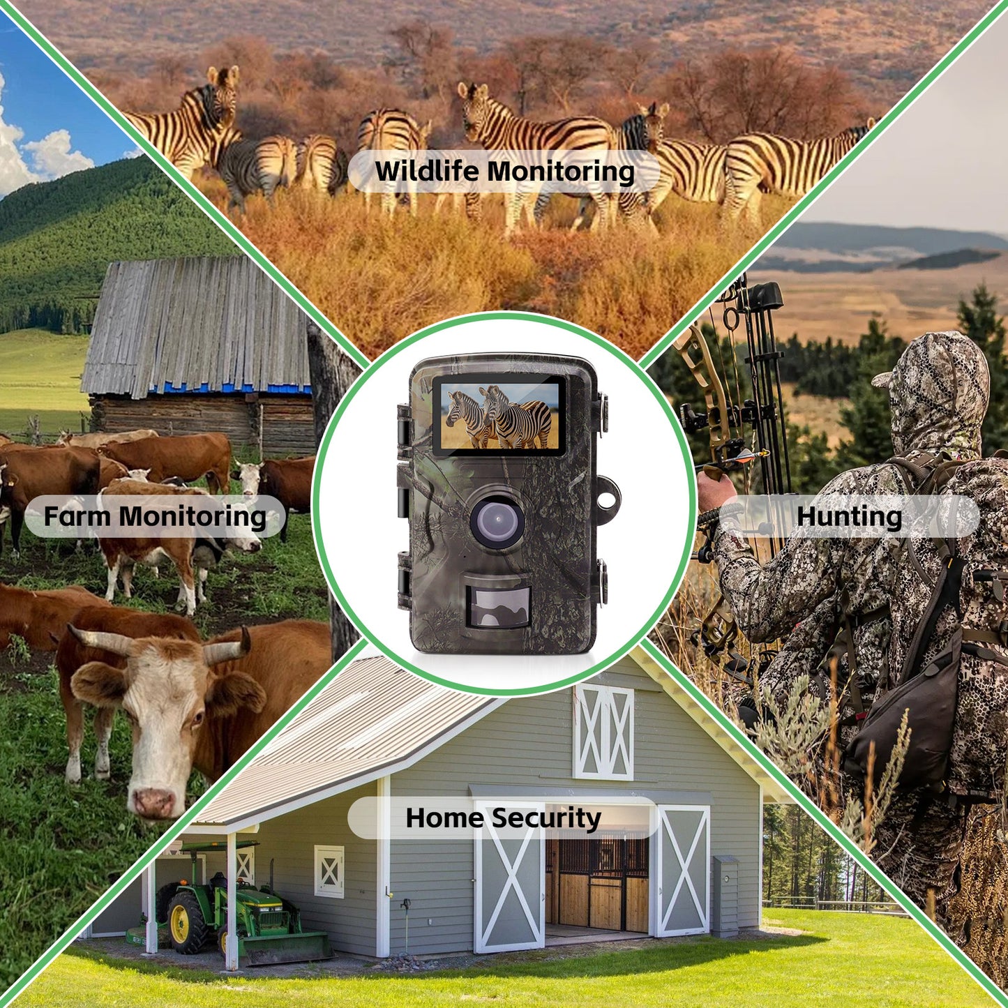1080P HD Trail Hunting Camera, 24MP Infrared Game Camera, Photo, Night Vision, IP66 Waterproof, Motion Detection for Outdoor Wildlife Monitoring & Home Security