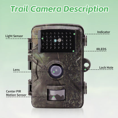 1080P HD Trail Hunting Camera, 24MP Infrared Game Camera, Photo, Night Vision, IP66 Waterproof, Motion Detection for Outdoor Wildlife Monitoring & Home Security