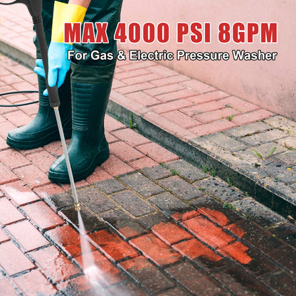 4000 PSI Pressure Washer gun with 18" Wand, M22-14mm Hose Fitting, 1/4” Quick Connect, 5 Spray Nozzles, Safety Trigger, 8.2m Hose for Most Power Washers