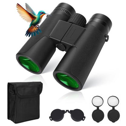 10x42 Binoculars for Adults, BAK4 Lens, IP5 Waterproof Easy Focus HD Binoculars with Clear View for Travel, Outdoor, Sports & Bird Watching