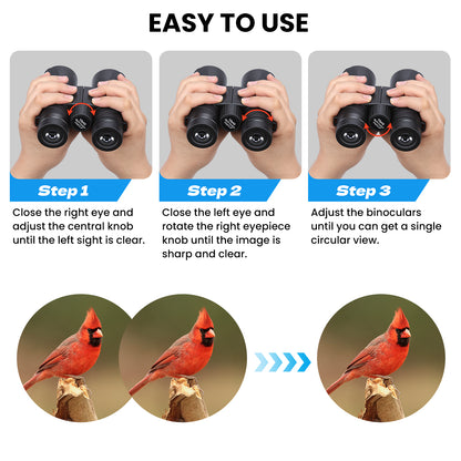10x42 Binoculars for Adults, BAK4 Lens, IP5 Waterproof Easy Focus HD Binoculars with Clear View for Travel, Outdoor, Sports & Bird Watching