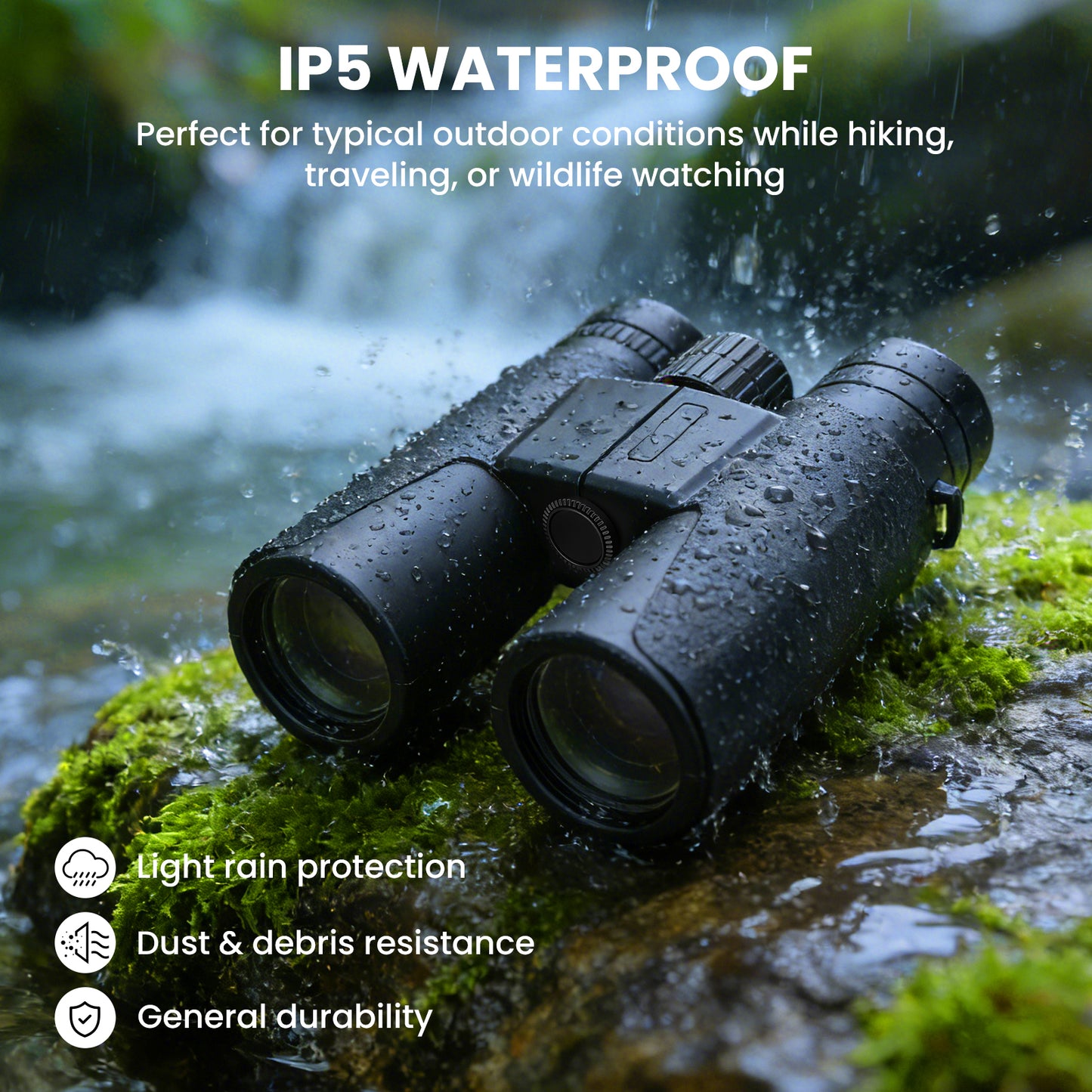 10x42 Binoculars for Adults, BAK4 Lens, IP5 Waterproof Easy Focus HD Binoculars with Clear View for Travel, Outdoor, Sports & Bird Watching