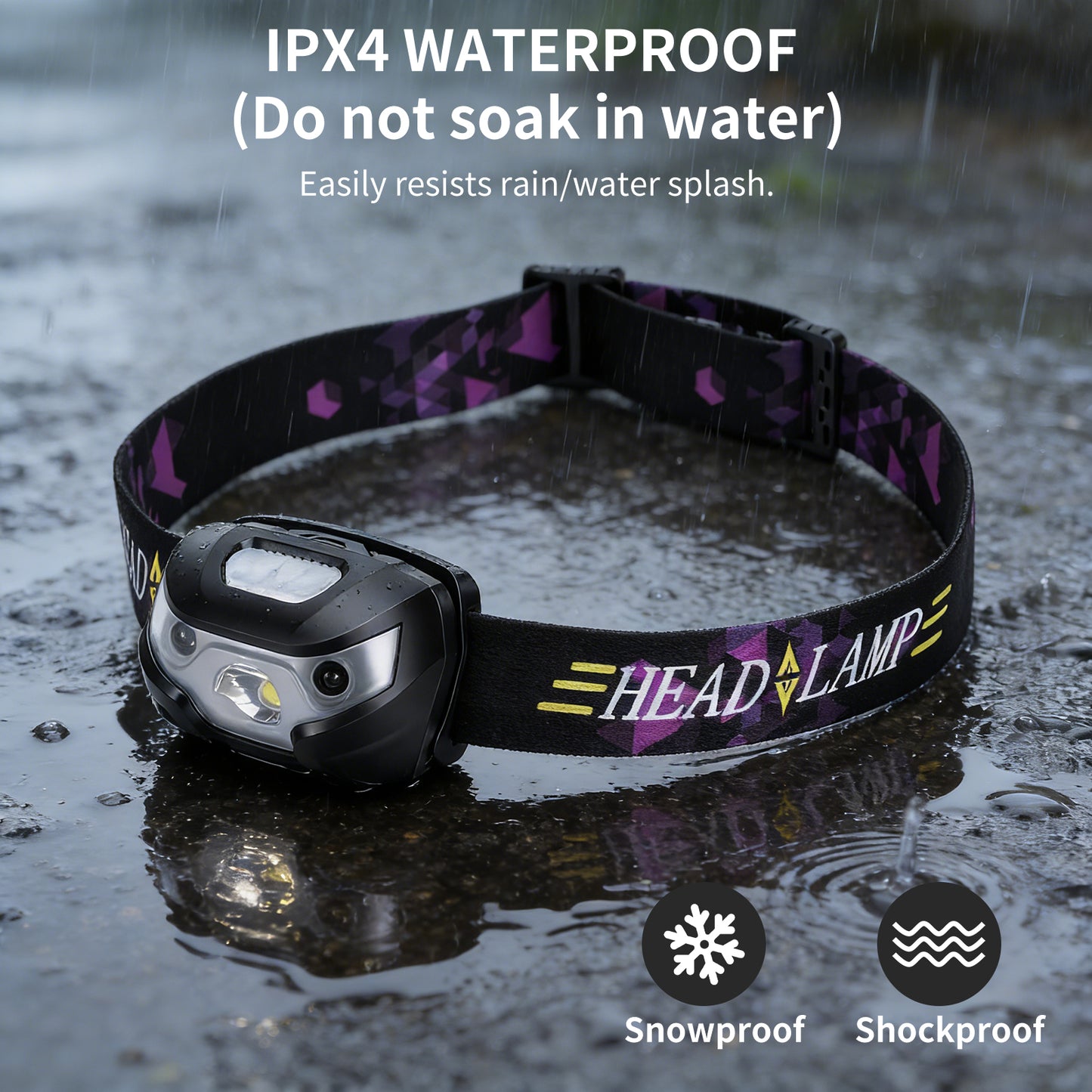 2pcs Headlamp Water Proof Rechargeable Long Battery Life Bright Head Mounted Flashlight with Motion Sensor for Outdoor Fishing