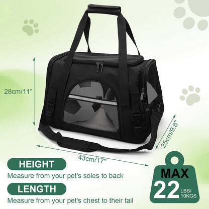 Pet Carrier Backpack with Ventilated Mesh, Luggage Strap & Seatbelt Attachment, Multiple Zipper Entrances, Lightweight Travel Carrier for Cats and Small Dogs