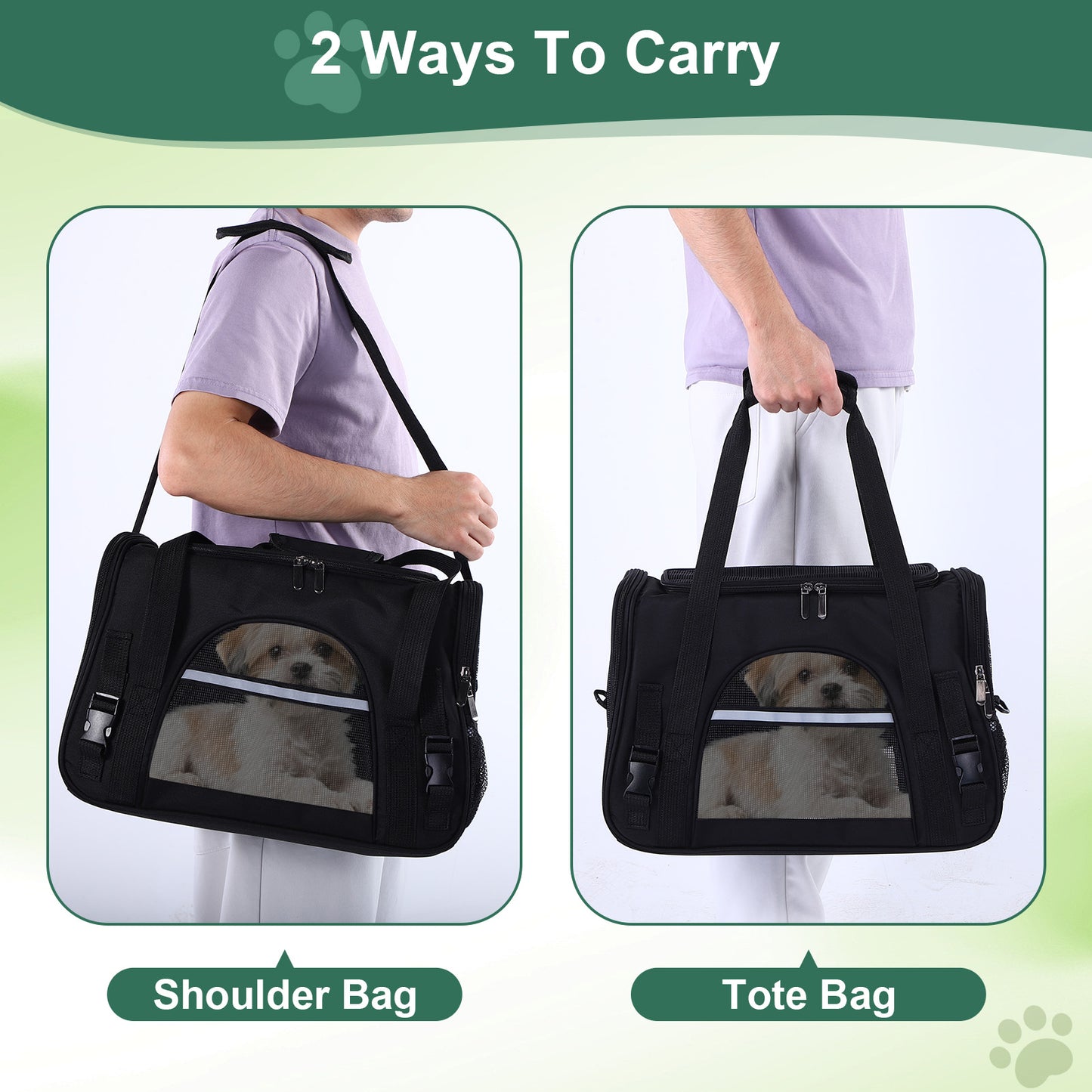 Pet Carrier Backpack with Ventilated Mesh, Luggage Strap & Seatbelt Attachment, Multiple Zipper Entrances, Lightweight Travel Carrier for Cats and Small Dogs