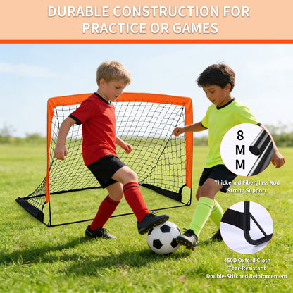 4 x 3FT Kid Soccer Goals for Backyard, Portable Pop Up Soccer Goal Training Equipment,Indoor and Outdoor Soccer Nets for Kids Youth Toddler Sports Games