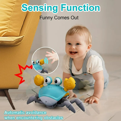Crawling Crab Baby Toy with Music and LED Light, Sensory Tummy Time Toys 0-6 6-12 12-18 36 Months Babies Boy Girl Learning Crawl, Interactive Walking Dancing Moving Crab Toddler Birthday Gift, Green