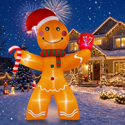 Christmas Inflatables Decoration, 8ft Christmas Inflatable Gingerbread Man, Christmas Blow Up Yard Decorations with Build-in LEDs, Inflatable Christmas Decorations Outdoor for The Yard, Lawn, Garden