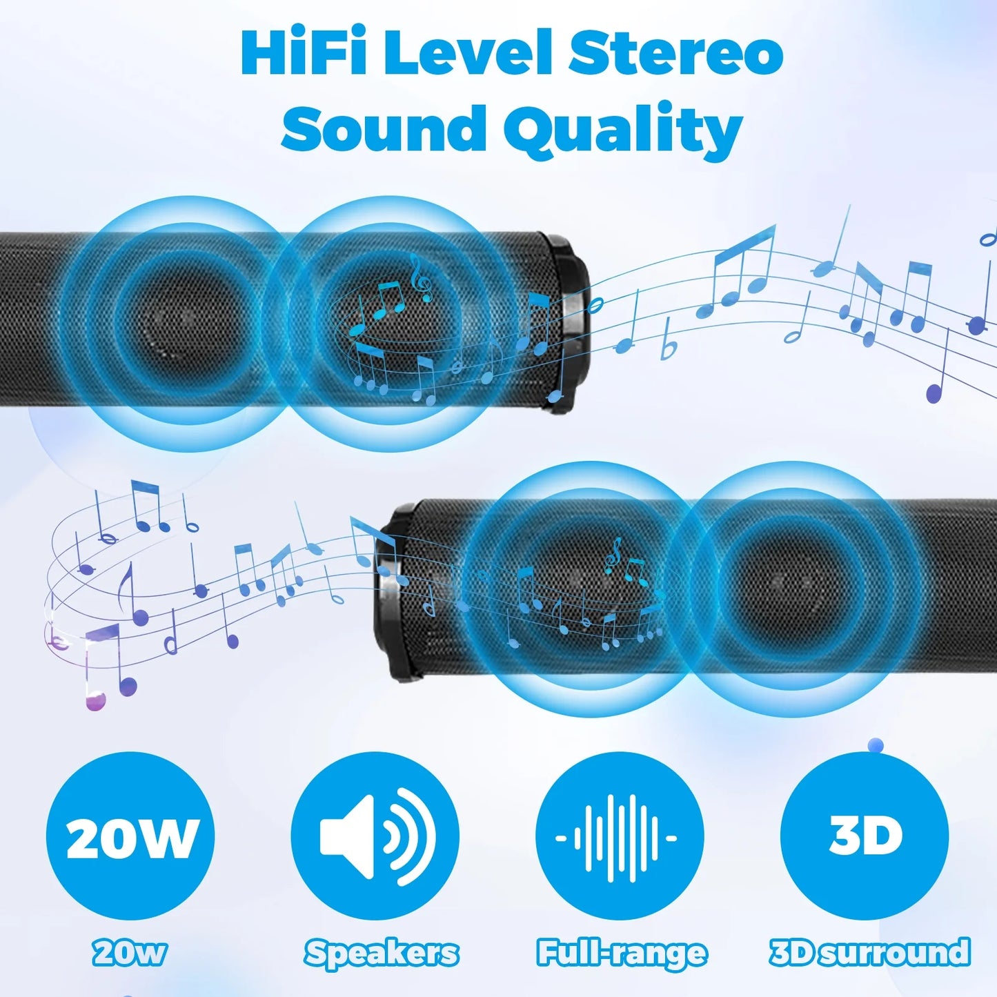 Sound Bar for TV Bluetooth 5.0 Surround Sound Speaker with Built-in Subwoofers & Remote, Home Theater Audio Sound Bar Work with Traditional or Smart TV, Computer