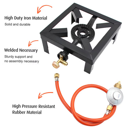 1 Burner Portable Camping Stove Single Burner Propane Gas Cooker Cast Iron Burner Outdoor BBQ Grill