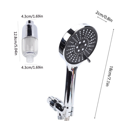 Handheld Shower Head, 6-Setting Detachable Shower Head with Filter, High Pressure Shower Head with Hose 59 inch Stainless Steel and Adjustable Bracket for Bathroom