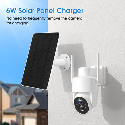 6W Solar Panel for Security Camera Outdoor, 5V USB Solar Panel Charger Compatible with Rechargeable Battery Powered Cam, IP65 Waterproof, 9.8ft Cable, 360° Adjustable Bracket, White