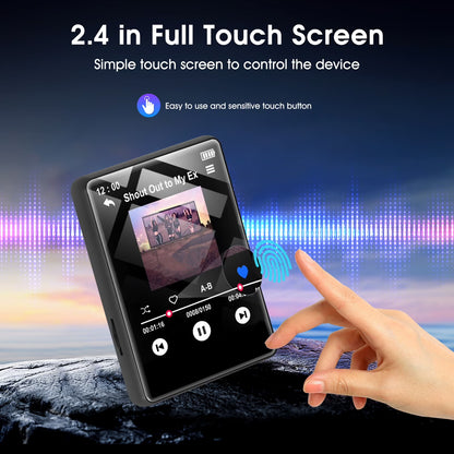 36GB Mp3 Player with Bluetoooth, 2.4 inch Full Touchscreen Mp4 Player with Earphones, Portable HiFi Sound Music Player with Earphones, Built-in HD Speaker, Recorder, Ebook, Up to 256 GB, Black