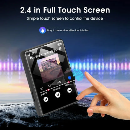 132GB MP3 Player with Bluetooth 5.0, 2.4 in Full Touchscreen Portable Digital Lossless Music Player with Speaker & Earphones, FM Radio, Voice Recorder, E-Book, Supports up to 256GB SD Card