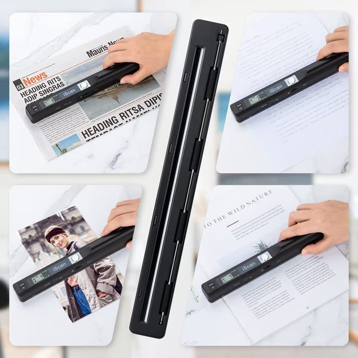 Portable Scanner A4 Document Handheld Scanner 900DPI JPG PDF Formate for Business Picture, Black