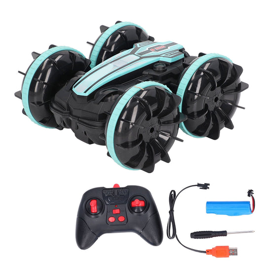 RC Boat Stunt Car, Remote Control Boat 2.4GHz RC Technology Rechargeable Design Double Sided Scrolling  For Land For Swimming Pool For Beach