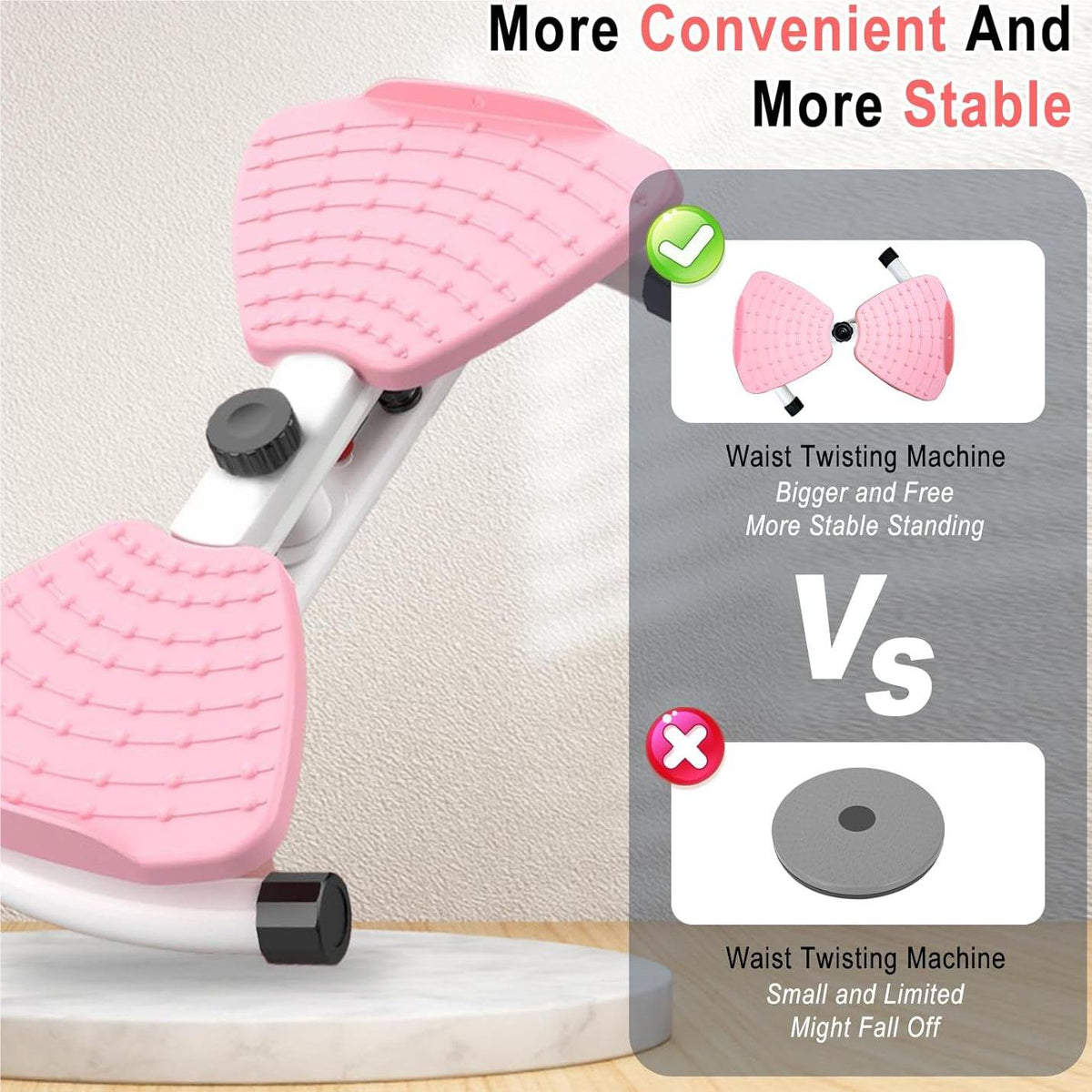 Slim Waist Twister, 300 lbs Silent Ab Toner Machine for Women, Core Workout Board Exercise Twist Boards, Home Gym Equipment for Hourglass Figure, Balance Board for Foot Massage and Weight Loss(Pink)