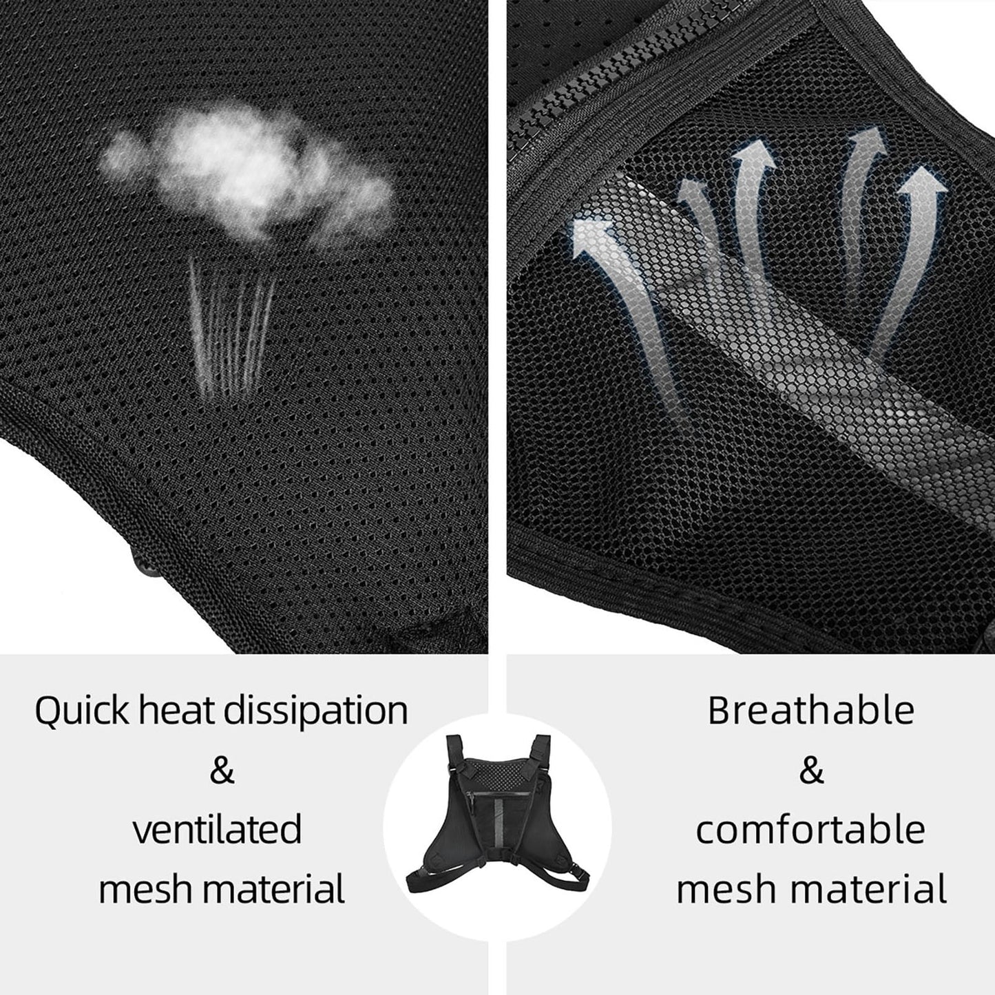 Sports Chest Bag for Men Water Resistant Lightweight Front Running Vest Bag With Phone Holder & Extra Storage for Workouts Cycling Black