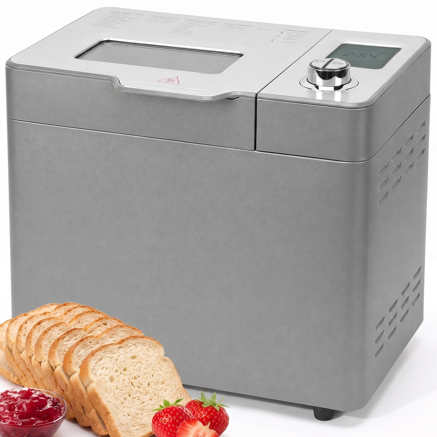 Bread Maker Machine, 25 in 1 Automatic Stainless Steel Bread Machine, 3 Loaf Sizes up to 2 Lb.,3 Crust Colors,Non-stick,Beginner-Friendly Controls, 15 Hour Timer, Easy to Clean Low Noise