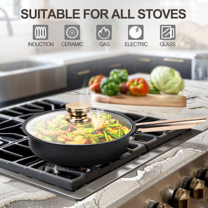 8 Piece Nonstick Pots and Pans Set, Kitchen Cookware Set, Kitchen Pots and Pans Set with Glass Lid for Cooking