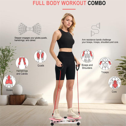 Slim Waist Twister, 300 lbs Silent Ab Toner Machine for Women, Core Workout Board Exercise Twist Boards, Home Gym Equipment for Hourglass Figure, Balance Board for Foot Massage and Weight Loss(Pink)