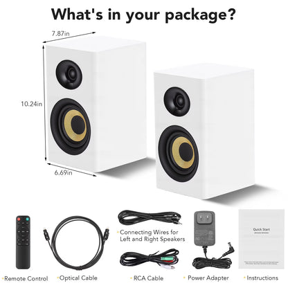 100W Active Bookshelf Speakers, Powered TV Speakers with 4 inch Woofer, Turntable Speakers with Optical/AUX/RCA Input for PC and TV, Dynamic 3D Surround Sound PC Monitor Gaming Bluetooth Speakers