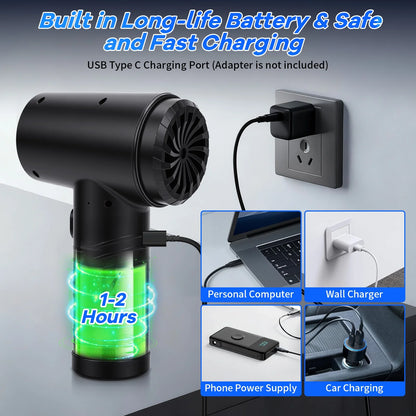 Compressed Air Duster 51000RPM 3 Gear Adjustable Multi-use Electric Duster with LED Light Portable Cordless Air Blower for PC Keyboard Cleaning Car Dusters No Canned Cleaner for Home Office, Black