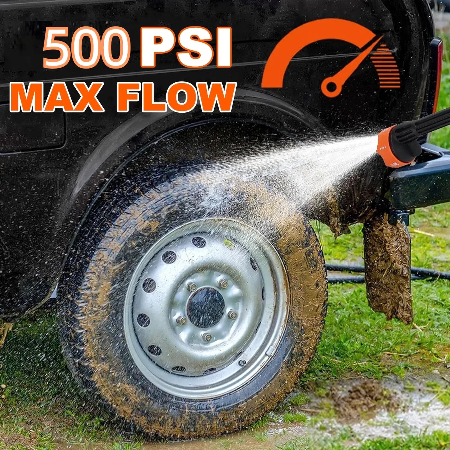 16000mAh 21V Cordless Pressure Washer with 2 Rechargeable Batteries, 16.4FT Water Pipe and 6 In 1 Nozzles Car Power Cleaner Machine, 500PSI