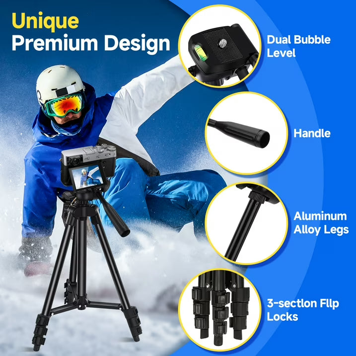 Selfie Stick Phone Tripod Vlogging Kit with Wireless Remote Microphone LED Light Rotating Phone Holder for Live Stream, Instagram TikTok, YouTube, Tripod for iPhone, Android & Cameras