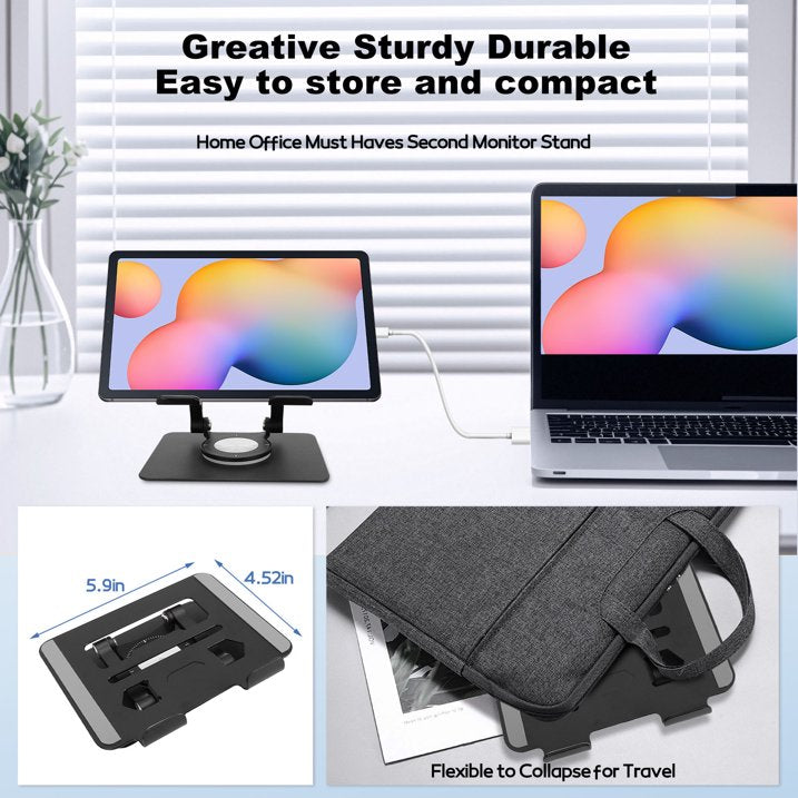 Tablet Stand for Desk, Adjustable Tablet Holder for iPad Holder Dorm College Essentials Portable 360 Rotating Display Stand PC Office Accessories, Compatible with 4-12.9" iPad Tablet iPhone, Black