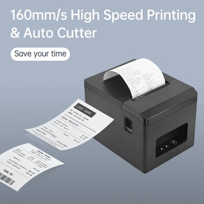 80mm Receipt Printer ESC/POS Thermal Printer, Restaurant Kitchen Printer with Auto Cutter Support Cash Drawer, POS Printer w/ USB Serial Ethernet Interface Support Windows/Mac, Wall Mount