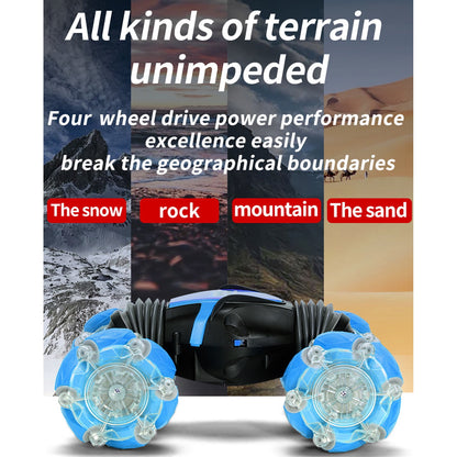 FAGINEY Gesture Sensing RC Stunt Car 4WD 2.4G Gesture Controlled Remote Control Off Road Car Toy for Kids Blue